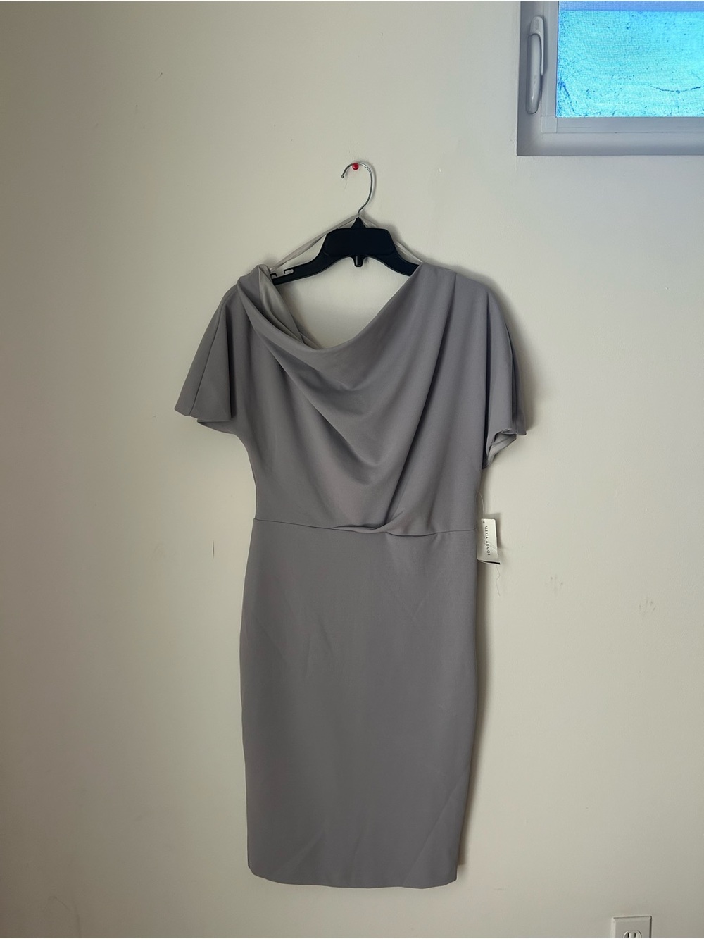 Alexia Admor Soft Grey Cowl Neck Midi Dress